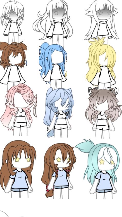 Ideas For Gacha Life Outfits, Gotcha Life Hair, Hair Ideas For Gacha Life, Gacha Life Oc Ideas Hair, Gacha Life Hair Tutorial, Cute Gacha Hair Ideas, Hair For Gacha Club, Cute Gacha Life Outfit Ideas, Free Gacha Outfits