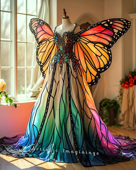 Butterfly Wing Dress, Butterfly Costume, Butterfly Fashion, Concept Clothing, Theme Dress, Fantasy Dresses, Dress Tutorials, Fantasy Gowns, Fairy Fashion