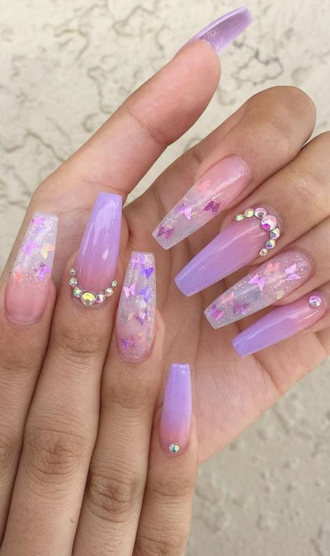 (paid link) Details can be found by clicking on the image. Paznokcie Hello Kitty, Coffin Nails Ombre, Purple Ombre Nails, Purple Acrylic Nails, Nails Matte, Pink Ombre Nails, Ombre Nail, Ombre Acrylic Nails, Cute Acrylic Nail Designs