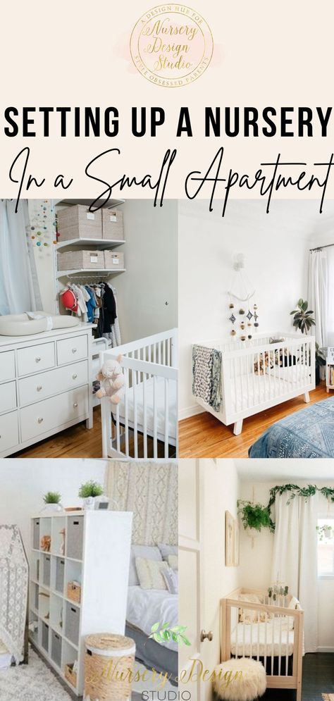 Looking to set up a nursery in a small apartment? Whether you are living in a small apartment, loft, or house-it's possible to set up a nursery in a compact space. Ahead, the best tips to help you set up a nursery in a small apartment with our no-fail nursery design tips and tricks. Nursery Parents Room Small Spaces, Shared Space Nursery, Apartment Friendly Nursery, Nursery In One Bedroom Apartment, Small Nursery Guest Room Combo, Baby Crib In Parents Room Small Spaces, 1 Bedroom Apartment Nursery, Nursery Set Up Layout Small Spaces, Nursery No Closet