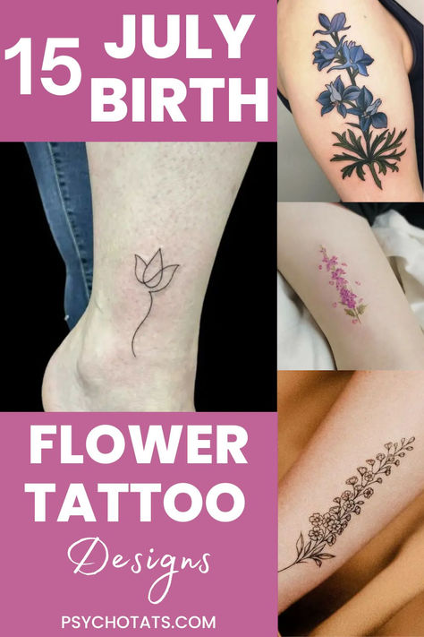 July Birth Flower Tattoo July Birth Flower Tattoo With Name, Flower Tattoo Larkspur, July Birth Flower Tattoo Larkspur, Birth Flower Tattoo Designs, Larkspur Flower Tattoos, July Birth Flower Tattoo, Honeysuckle Tattoo, Name Flower Tattoo, Stippling Tattoo