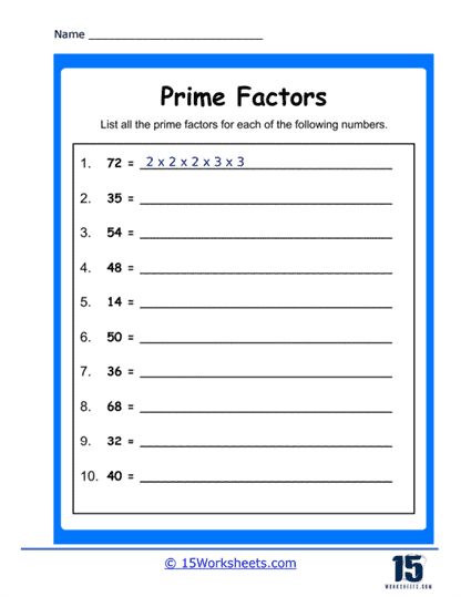 List the Prime Factors Worksheet - 15 Worksheets.com Number Properties, Least Common Multiple, Common Multiples, Prime Factorization, Prime Numbers, Holiday Science, Math 5, Kindergarten Social Studies, List Of Activities