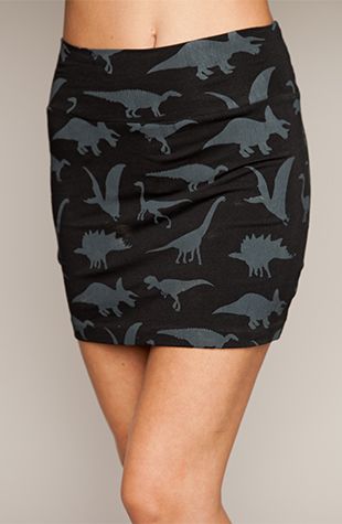 Drop Dead - Dino Shapes Skirt Dinosaur Skirt, Dino Skirt, Drop Dead Clothing, Dinosaur Outfit, Grey Pencil Skirt, Color Games, Drop Dead, Girls Dream, Types Of Fashion Styles