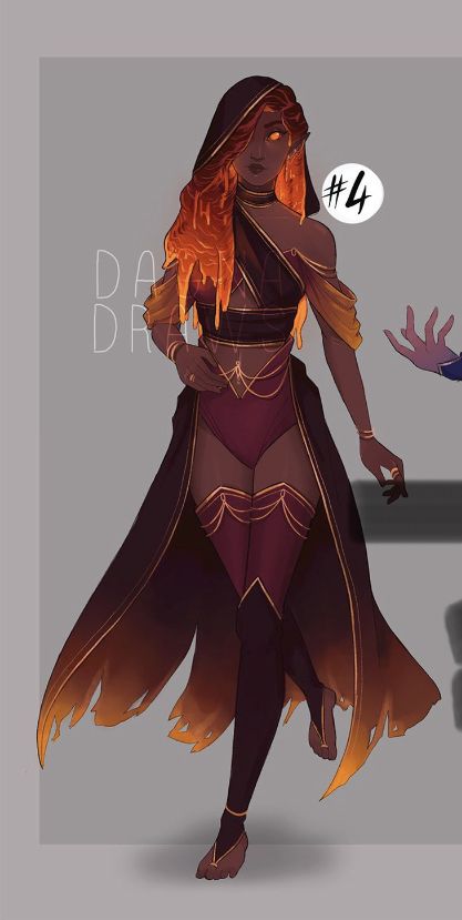 Fire Genasi Bard, Fire Genasi Cleric, Pyromancer Character Design, Lava Character Design, Fire Genasi Druid, Fire Elemental Character Design, Fire Druid, Autumn Eladrin Female, Fire Genasi Female