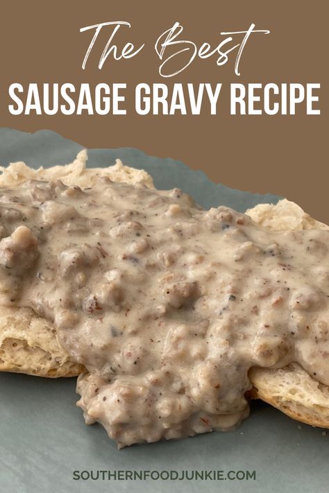 Biscuits And Gravy Skillet, Biscuits And Gravy For One, Gravy Recipe Easy For Biscuits, Sausage Gravy With Almond Milk, How To Make Homemade Gravy For Biscuits, Home Made Breakfast Gravy, Sausage Gravy Mix Recipe, Southern Sausage Gravy And Biscuits, Bisquets And Sausage Gravy