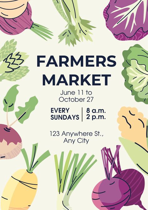 Makers Market Poster, Farmers Market Advertising, Grocery Bag Illustration, Vegetable Graphic Design, Farmers Market Poster Design, Farmers Market Graphic Design, Farmers Market Branding, Vegetable Poster Design, Farmers Market Illustration