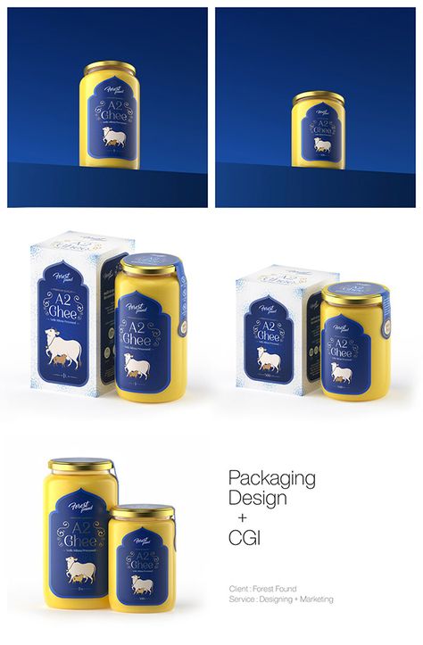 Ghee Packaging Design Creative, Desi Ghee Packaging Design, Ghee Label Design, Dairy Logo Design, Ghee Packaging Design, Dairy Products Packaging Design, Packet Design, Food Logos, Organic Ghee