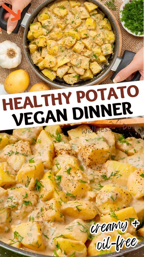 Vegan Dinner With Mashed Potatoes, Vegan Yellow Potato Recipes, Dinner Sides Dairy Free, Potato Recipes Dinner Vegetarian, Easy Oil Free Vegan Recipes, Potatoes Vegan Recipes, Tasty Vegan Dinner Recipes, Wfpb Side Dishes, Healthy Vegan Potato Recipes