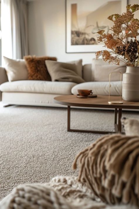 Discover chic and cozy beige carpet living room ideas to elevate your home with warm tones and timeless style. Get inspired to transform your space! Carpet Living Room Ideas, Beige Carpet Living Room, Living Room Ideas Cozy, Room Ideas Cozy, Carpet Living Room, Beige Carpet, Cozy Decor, Cozy Living Rooms, Living Room Carpet