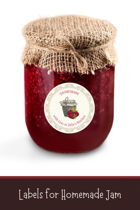 Label homestead products like jam, canned fruit and pie fillings with sweet personalized labels for pantry or gifting #raspberryjam #jamrecipe #homesteading #pantry Homesteading Pantry, Homestead Products, Jam Labels, Pie Gifts, Jam Packaging, Pie Fillings, Jam Label, Homemade With Love, Canned Fruits