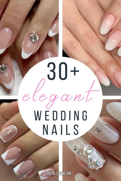 Nail Art Design For Wedding, Bridal Wedding Nails Brides, Nail For Bride Wedding, Nail For Wedding The Bride, Bridal Nails Wedding Elegant French, French Manicure Designs Wedding, Nails 2023 Trends Wedding, Bride Acrylic Nails Wedding, Nail Ideas For Wedding Bridesmaid