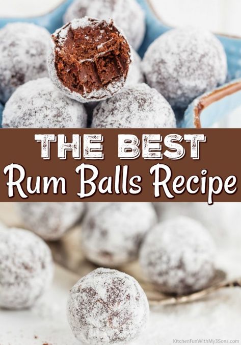 Chocolate Rum Balls, Rum Balls Recipe, Rum Tasting, Bourbon Balls, Peppermint Fudge, Good Rum, Rum Balls, Boozy Desserts, Kitchen Fun