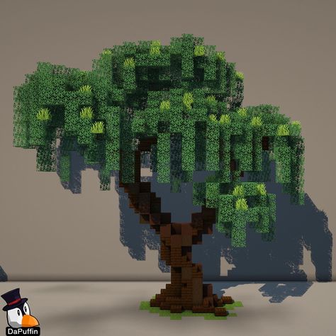 Minecraft Kingdom Ideas Easy, Minecraft Custom Trees Ideas, Minecraft Custom Dark Oak Tree, Willow Tree Minecraft, Minecraft Custom Tree Design, Minecraft Big Tree Design, Spooky Tree Minecraft, Minecraft Decorations Ideas, Trees Minecraft Custom