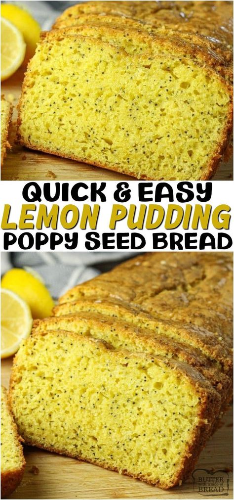 LEMON POPPY SEED BREAD - Butter with a Side of Bread Poppyseed Baking, Simple Sweet Bread, Simple Sweet Bread Recipe, Lemon Desserts Cake, Poppyseed Loaf, Poppyseed Bread, Lemon Poppy Seed Bread, Tea Breads, Sweet Bread Recipe