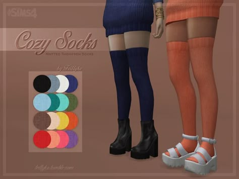 Knitted, thigh-high socks.  Found in TSR Category 'Sims 4 Female Leggings' Socks Outfit, Sims 4 Studio, Pelo Sims, Sims 4 Mm Cc, Sims 4 Mm, Sims4 Clothes, Sims Four, Sims 4 Mods Clothes, Sims 4 Cas