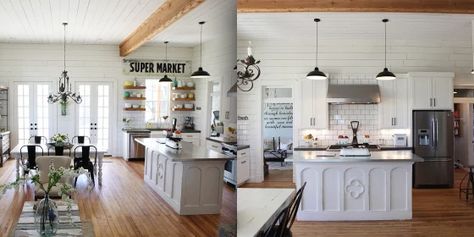 Joanna Gaines updated her family's farmhouse — see inside Fixer Upper Farmhouse Kitchen, Farmhouse Kitchen Joanna Gaines, Gaines Kitchen, Joanna Gaines Kitchen, Joanna Gaines House, Joanna Gaines Farmhouse, Fixer Upper Kitchen, Fixer Upper House, Rustic Kitchen Cabinets