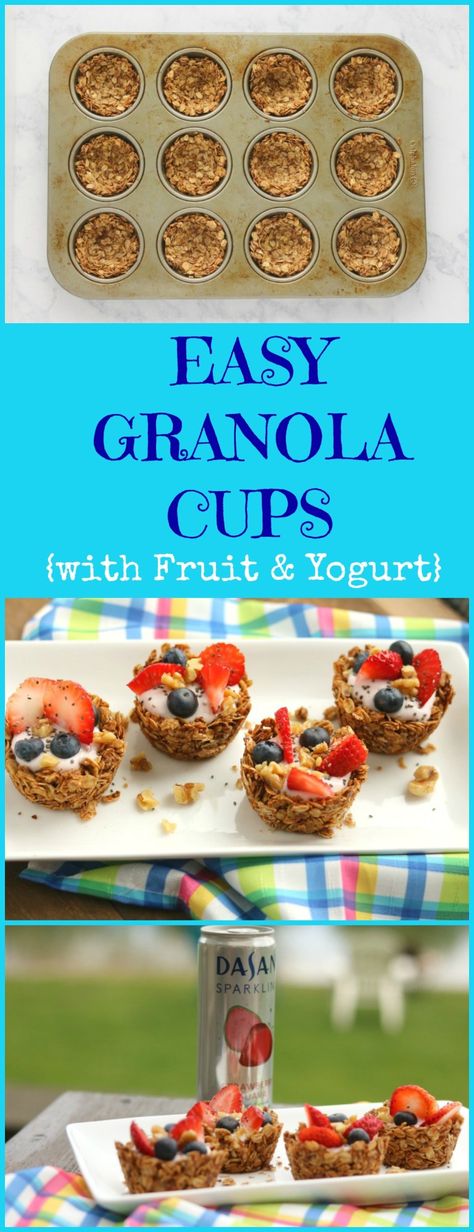 Granola Cups, Yogurt Granola, Easy Granola, Vegan Granola, Yogurt Bar, Granola Breakfast, Fruit Yogurt, Fruit Toppings, Yogurt And Granola