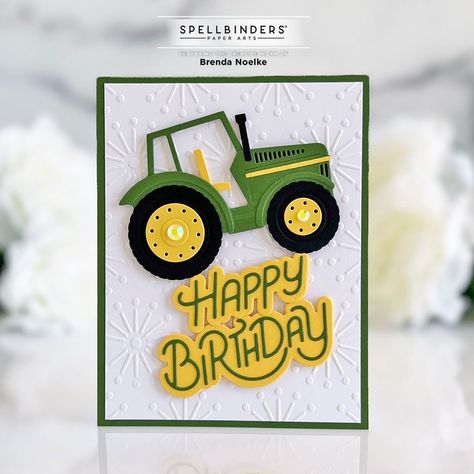 Bio Happy, Cute Birthday Card, Tractor Birthday, Boy Cards, Long Holiday, Spellbinders Cards, Cute Birthday Cards, Birthday Cards For Men, Cute Birthday