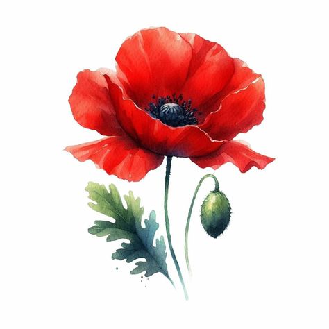 Floral Photos, Watercolour Techniques, Poppies Tattoo, Watercolor Flowers Tutorial, Watercolor Poppies, Poppy Design, Watercolor Flower Art, Floral Photo, Red Poppy