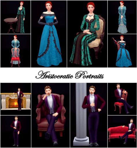 Aristocratic Portraits Poses: | Atashi77 on Patreon Royal Poses Drawing, Royal Poses, Single Poses, Portraits Poses, Sims 4 Decades Challenge, Sims Medieval, Sims 4 Family, Poses Drawing, Tumblr Sims 4