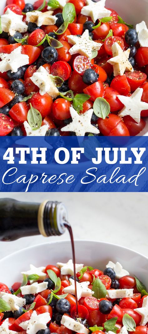 Holiday Caprese, Tomato Caprese Salad, 4th July Food, Ensalada Caprese, Tomato Caprese, Salad Kale, Caprese Salad Recipe, Patriotic Food, 4th Of July Desserts