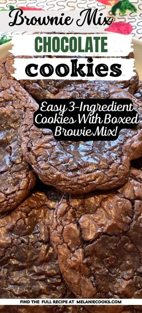 Weight Watcher Brownie Cookies, Brownie Cookies Recipes Easy, Using Brownie Mix For Cookies, Pillsbury Brownie Mix Cookies, Boxed Brownie Mix Recipes Ideas, Cool Whip Brownie Cookies, How To Make Cookies From Brownie Mix Boxes, Easy Brownie Cookie Recipes, Brownie Meltaway Cookies