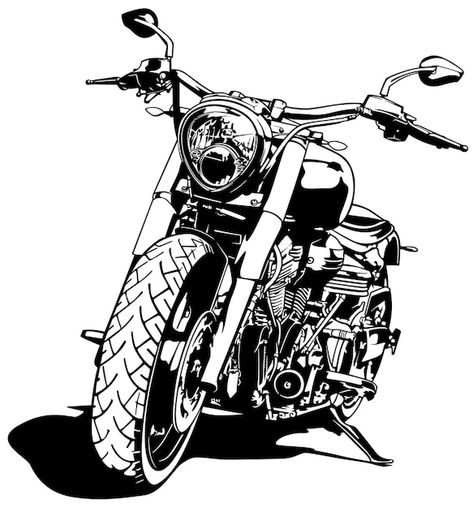 Vector black and white motorcycle drawin... | Premium Vector #Freepik #vector #motor #sport-bike #motor-bike #moto-bike Black And White Motorcycle, Motorcycle Clipart, Clip Art Black And White, Minimal Shirt Design, Мотоциклы Harley Davidson, Motorbike Art, Harley Davidson Artwork, Motorcycle Artwork, Bike Tattoos