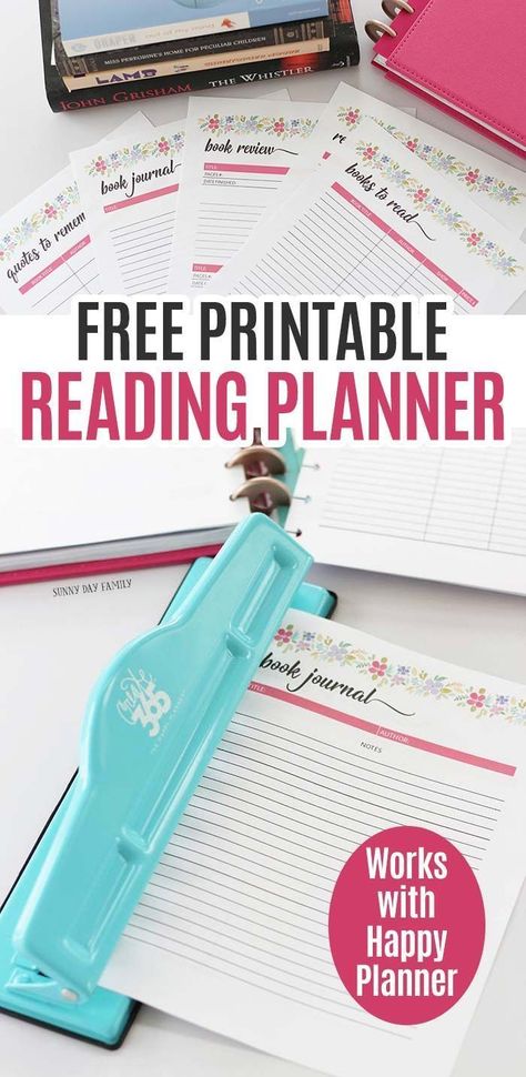 Free printable reading planner pages every book lover needs! These printable planner pages fit any sized planner even the Happy Planner. Includes 5 total pages with a reading log, book journal, reading list, quotes to remember, and book review. Perfect for book clubs or summer reading! #planners #happyplanner #printables #reading #books Book List Printable, Happy Planner Free Printable, Reading Journal Printable, Happy Planner Printables, Reading Planner, Digital Bullet Journal, Book Clubs, Planner Tips, Printable Planner Pages