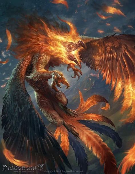 Draconian Phoenix Fantasy Artwork Landscape, Creature Fantasy, Phoenix Art, Mythical Animal, Fantasy Beasts, Fantasy Monster, Fantasy Creatures Art, Dragon Artwork, Mythical Creatures Art