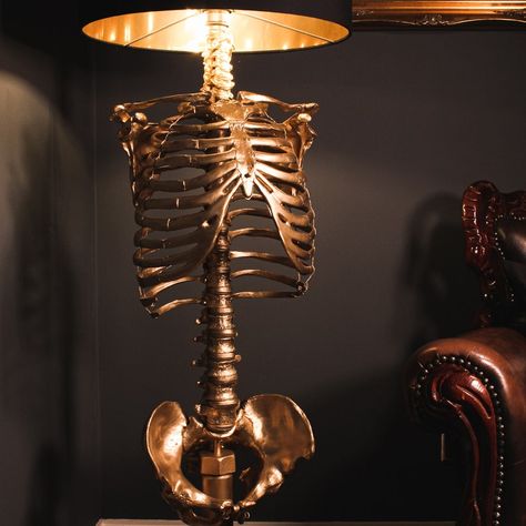 Skeleton Lamp, Spine Candle, Blackened Teeth, Macabre Decor, Gold Skeleton, Gothic Candles, Ghost Candles, Gothic Christmas, Mirrored Picture Frames