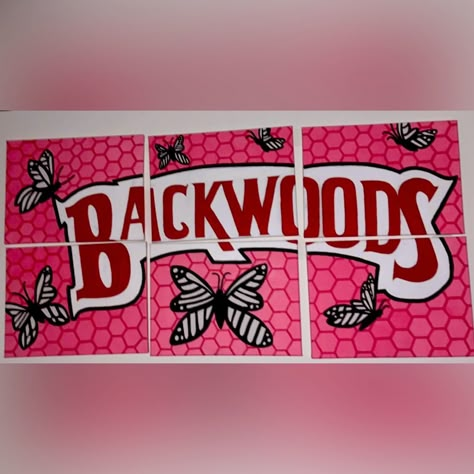 6pc Hand Painted Canvas Backwoods Canvas Art, Pink Bape Paintings, Freestyle Canvas Painting, Cute Wall Canvas Painting Ideas, Diy Poster Ideas Room, Backwoods Painting, Boujee Painting Ideas On Canvas, Multiple Canvas Painting Ideas Simple, Easy Pink Painting Ideas On Canvas