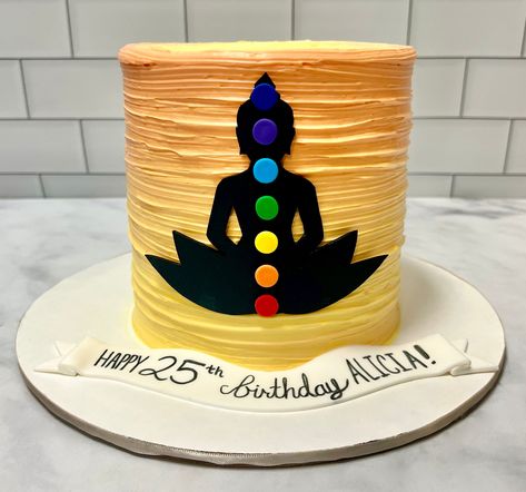 Chakra Cake Ideas, Meditation Cake Ideas, Spiritual Cake Designs, Chakra Cake, Yoga Cake Ideas, Yoga Theme Cake, Yoga Birthday Cake, Spiritual Cake, Yoga Cake