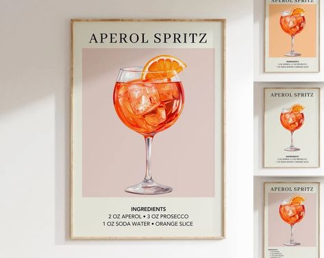 TigerArtStudios - Etsy Spritz Art, Hugo Spritz, Cocktail Poster, Cart Decor, Cocktail Gifts, Signature Drinks Sign, Cocktail Art, Bar Cart Decor, Drink Signs