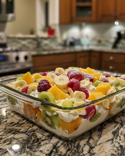 My nana made this every year but I kept forgetting to write it down. So glad I found something that comes close to hers! Frozen Fruit Salad, Frozen Fruit Salads, Fruit Salad Ingredients, Easy Fruit Salad, Easy Fruit Salad Recipes, Fruit Salad Easy, Fresh Salad Recipes, Refreshing Desserts, Best Salad Recipes