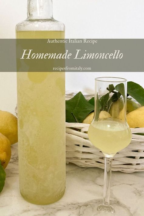 Do you want to know how to make Homemade Limoncello Recipe? Then you are in the right place! Limoncello is really easy to make. You can make it at home with a few useful tools and few ingredients! Authentic Limoncello Recipe, Italian Limoncello Recipe, Italian Limoncello, Making Limoncello, Limoncello Recipe, Homemade Limoncello, Italian Liqueur, Homemade Alcohol, Homemade Liquor