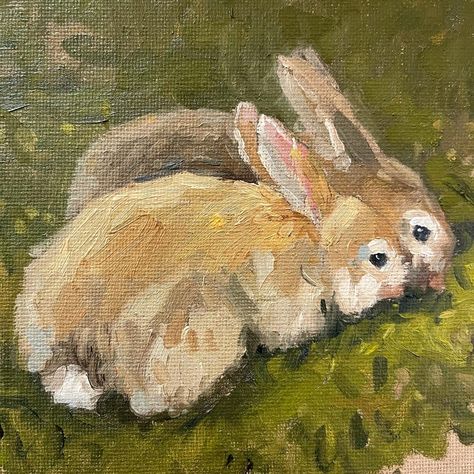 Bunnies Painting, Bunny Collage, Acrylic Bunny, Wild Bunny, Painting Fur, Bunny Painting, Rabbit Illustration, Rabbit Painting, Rennaissance Art