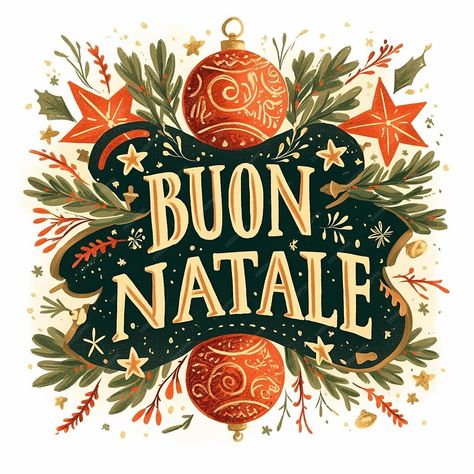 A colorful Christmas card with a wreath and a star in the center The text reads Buon Natale in bold letters | Premium AI-generated image Xmas Typography, Italian Christmas Recipes, Italian Recipes Traditional, Italian Christmas, Bold Letters, Vector Background Pattern, Free Business Card Mockup, Colorful Christmas, Business Card Maker