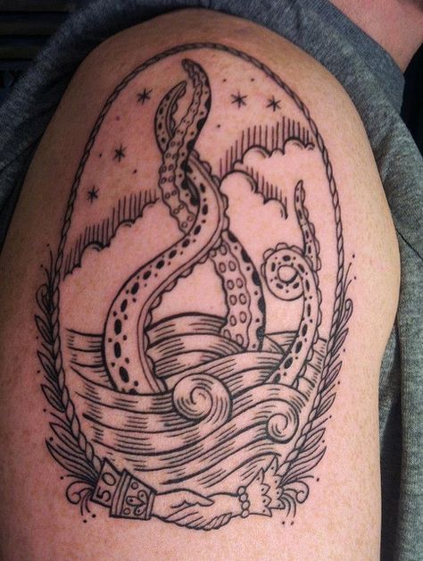 Tattoo by Duke Riley | Flickr - Photo Sharing! Buffy Tattoo, Pirate Tattoos, Flesh Art, Squid Tattoo, Piercing Inspiration, See Tattoo, Super Tattoo, Octopus Tattoo Design, Tattoo Fashion