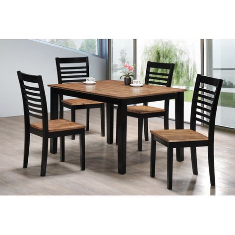 Found it at Wayfair - Simmons Casegoods Gold Rush 5 Piece Dining Set Oak Dining Room Set, Black Dining Room Furniture, Oak Dining Room, Chaise Metal, Black Dining Room, Metal Furniture Design, Lane Furniture, Kitchen Dining Sets, 5 Piece Dining Set