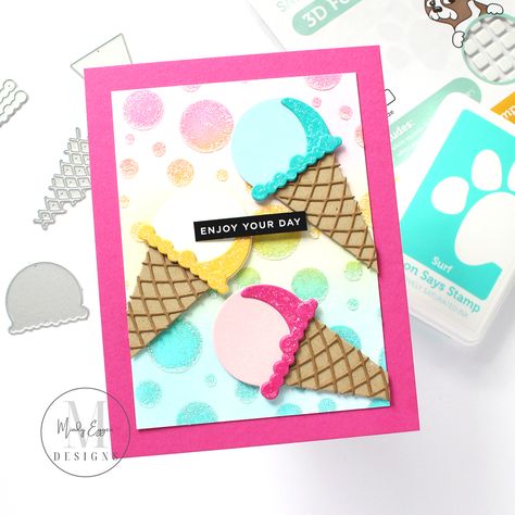 Ice Cream Card, Birthday Puns, Bubble Party, Simon Says Stamp Blog, Paper Organization, Handmade Birthday Cards, Simon Says Stamp, Simon Says, Card Layout