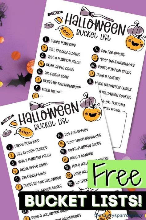 Things To Do In October, Personalized Halloween Bucket, Printable Halloween Masks, Printable Bucket List, Halloween Bucket List, Halloween Care Packages, Fun Halloween Activities, Halloween Basket, October Ideas