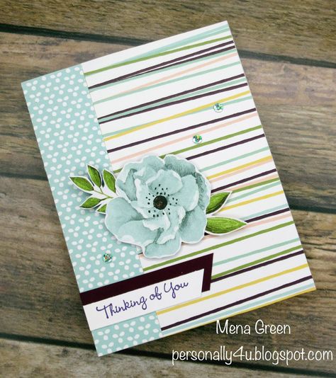 Stampin Up Thinking Of You, Hues Of Happiness, Stampin Up Card, Stampin Up Catalog, Rose Party, Designer Series Paper, Flower Stamp, Class Projects, Card Kits