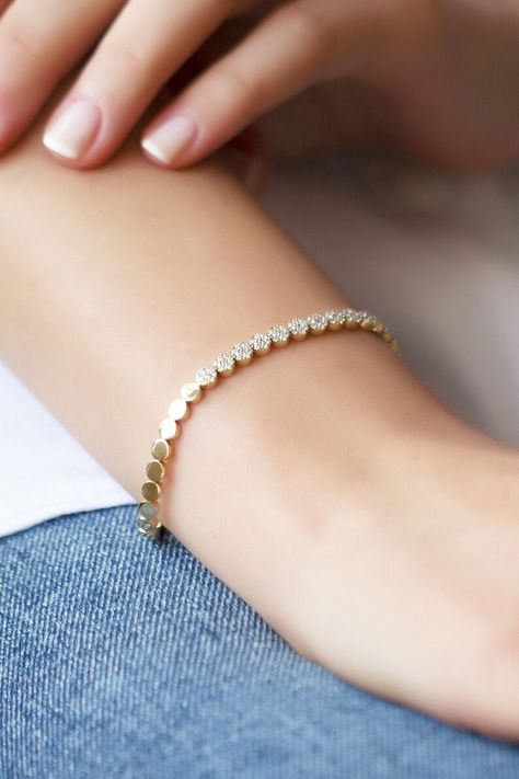 Christmas Gift for Her Zircon Tennis Bracelet 14k Gold Bezel | Etsy Gold Heart Bracelet, Dainty Gold Jewelry, Dainty Gold Bracelet, Evil Eye Necklace Gold, Solid Gold Bracelet, Bracelet Christmas, Design Bracelet, Gold Armband, Bezel Set Diamond