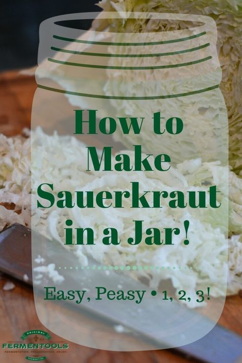 Canning Sauerkraut, Easy Sauerkraut Recipe, Make Sauerkraut, Making Sauerkraut, Fermented Sauerkraut, Homemade Sauerkraut, Fermented Cabbage, Sauerkraut Recipes, Cooking Basics