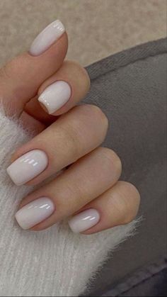 White Nails Shellac, Milk White Nails Short, White Squoval Nails, Old Lady Nails, Plain White Nails, Meadows Aesthetic, White Shellac, Graduation Things, White Short Nails