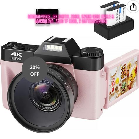 4K Vlogging Camera for YouTube 48MP Digital Camera for Photography and Video with Flip Screen Cameras For Photography, Camera For Youtube, Camera For Photography, Photography 4k, Pink Camera, Camera Aesthetic, 4k Camera, Vlogging Camera, Compact Camera