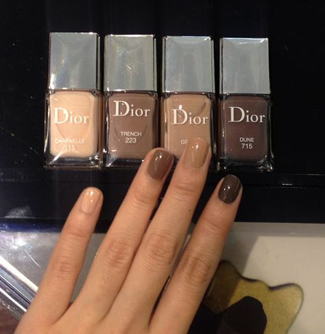 Dior's Four New Shades of Nudes  L-R: 115 Charnelle, 223 Trench, 413 Grege, Dune 715 Nails For Sale, Nails Grunge, Grunge Nails, Minimal Nails, Neutral Nails, Dream Nails, Pretty Acrylic Nails, Makati, Nail Polishes