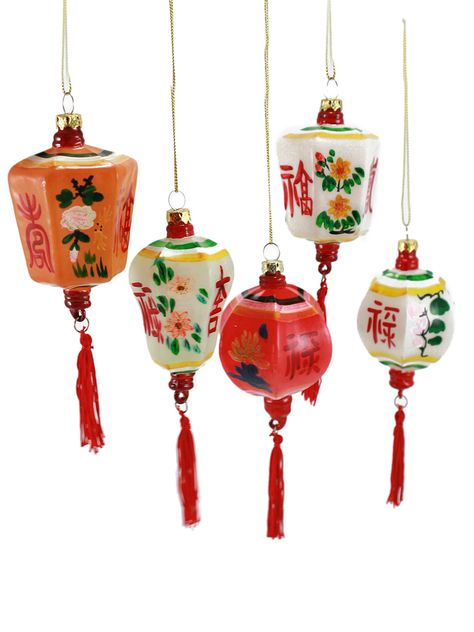 Cody Foster Small Chinese Lantern Ornaments (Set of 5) $39 #GILT Vintage Chinese Lanterns, Christmas Decorations Vintage, Lighting Styles, Cody Foster, Global Decor, Chinese Lantern, Wedding Lanterns, Tabletop Christmas Tree, Red Lantern