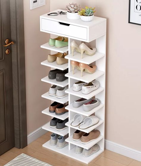 Crate Shoe Rack, Shelf In Closet, Wooden Shoe Rack Designs, Garage Shoe, Garage Shoe Storage, Wardrobe Shoe Rack, Shoe Shelf In Closet, Luminaria Diy, Shoe Rack Ideas