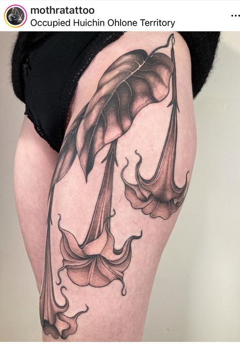 Trumpet Tattoo, Angels Trumpet, Angel Trumpet, Hip Tattoo, Tattoos And Piercings, Flower Tattoo, Piercings, Angel, Google Search